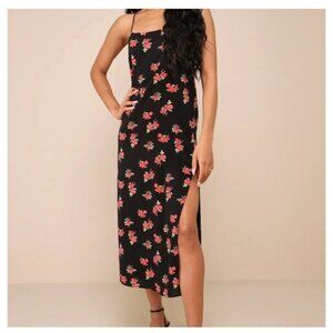 NWT Lulus Maxi Black Floral Sleeveless Dress XL